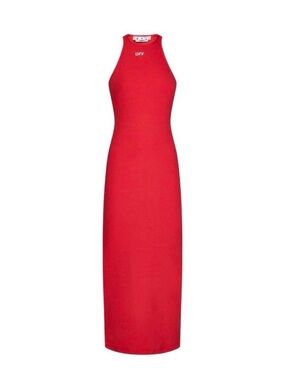 Off-White Red Halter Maxi Dress